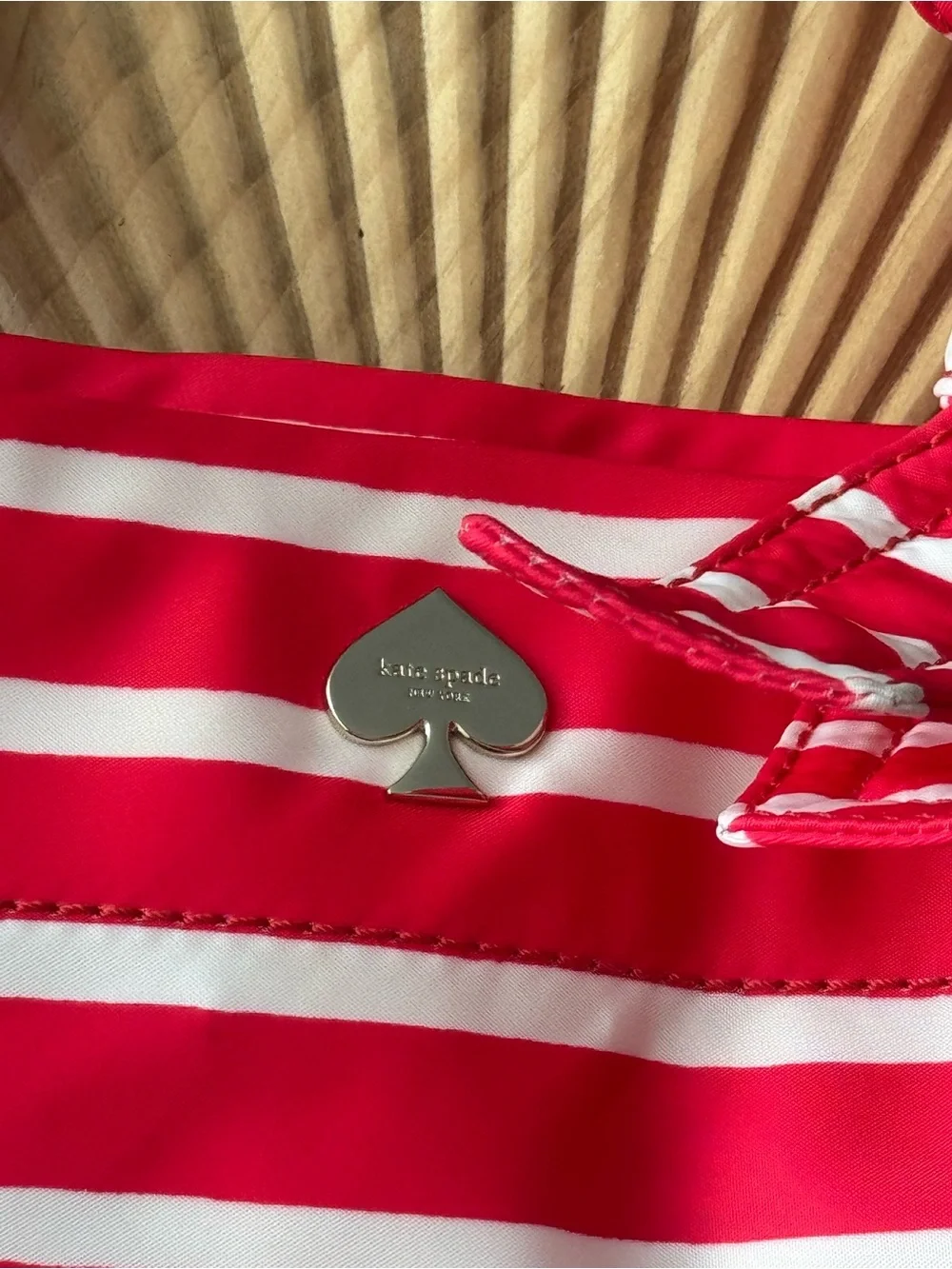 Kate Spade Flatiron Maryanne Striped Tote Geranium Red White